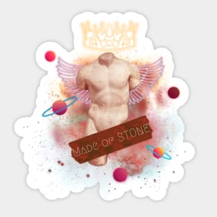 Greek stone floral design made of stone man  planet king of the universe pink Sticker